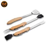 Heavy Duty Grilling Multi Tool with Barbecue Tongs, Grill Fork, Spatula Knife, Bottle Opener and Corkscrew