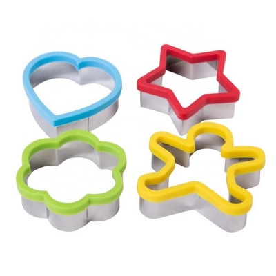 FDA LFGB silicone rim stainless steel different shape multi cutter cookie