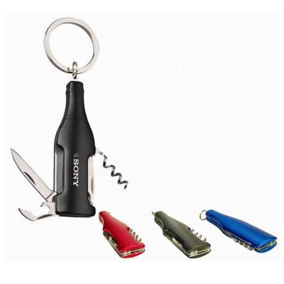 Promotion gift beer shape multi function keyring bottle opener