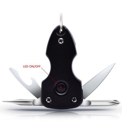 Mini 5-in-1 LED Keychain pocket knife multitool